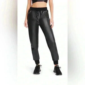 STEVE MADDEN PANTS cool girl Small BLACK MARIA JOGGER FAUX-LEATHER HIGH-WAIST
